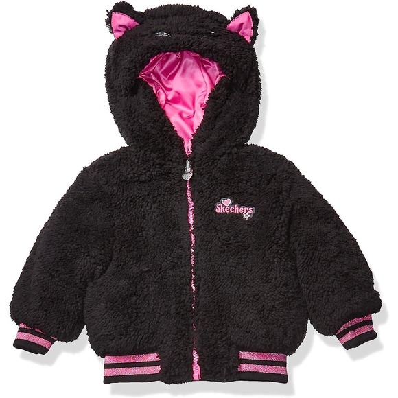 Skechers Baby Girls' Reversible Heavy Sherpa Jacket Coat Size 24 Months * k315 - Picture 3 of 5